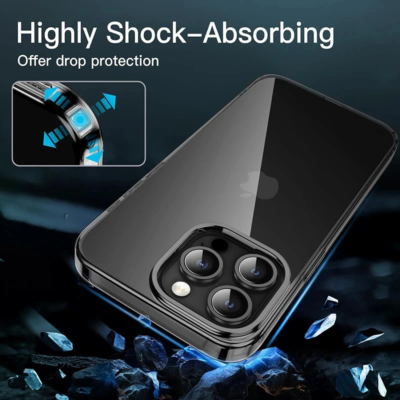 Transparent Black Silicone Soft Case For iPhone 15 Pro Max Ultra Thin Case for iPhone 14 13 12 Mini 11 Pro XS Max X XR SE 7 8