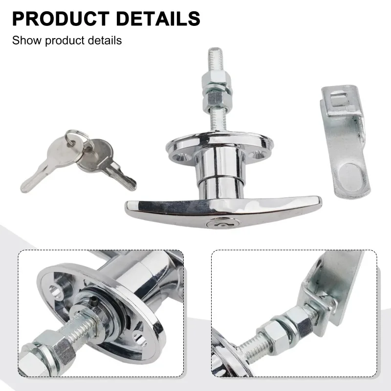 1pc Zinc Alloy T Handle Lock Kit with Keys Camper Attachment for Truck Garage Door Home Improvement Accessories Hardware