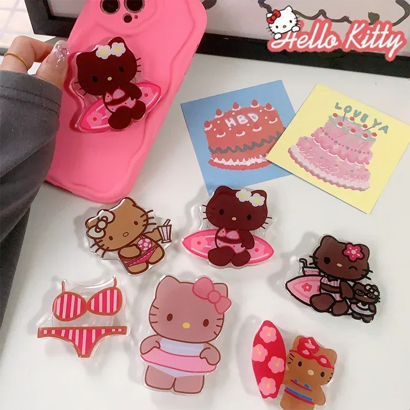 

For Smartphones Fashion Trendy Kitty Cat Foldable Phone Bracket Stand Cartoon Extendable Finger Ring Grip Mobile Phone Holder