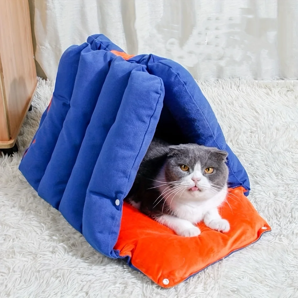 Soft Warm Cat Mat Pet Cave Bed Triangle Shape Transformable Plush Perfect for Cold Seasons for Small Dogs Cats Лежанка Для Кота