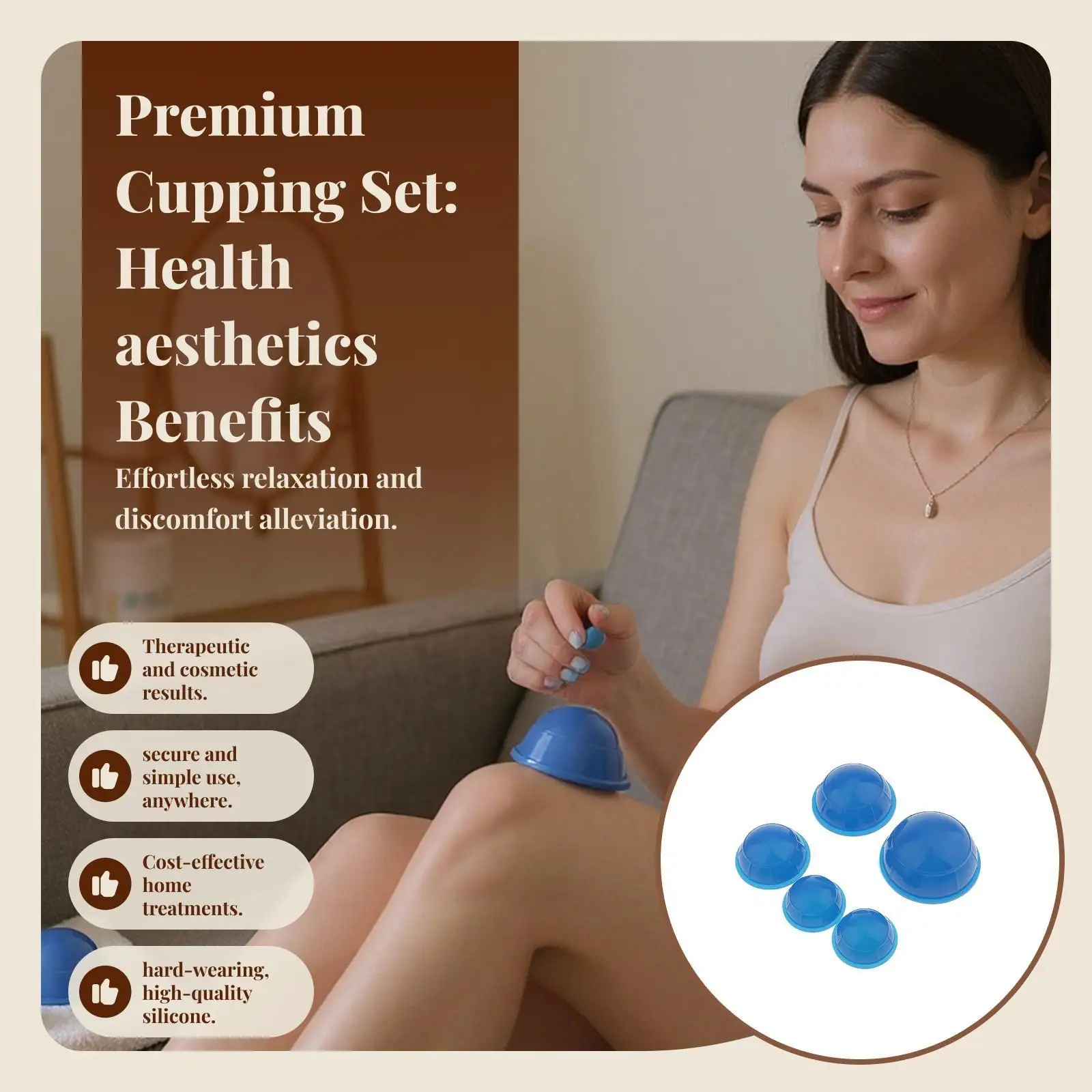 Silicone Massage Jars Body Cupping Set Anti Cellulite Therapy Kit for Circulation Improvement