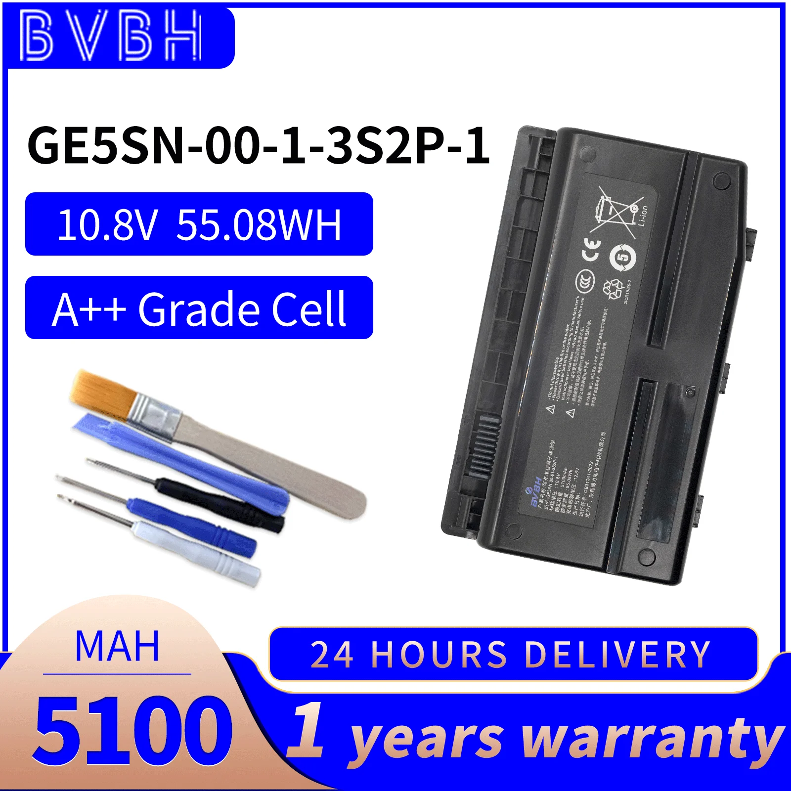 

BVBH GE5SN-00-01-3S2P-1 5100mAh Laptop Battery GE5SN-00-01-3S2P-1 For Mechanic F117-F1/F2K/F3K/F1KB/F6K/F2C/F2S battery