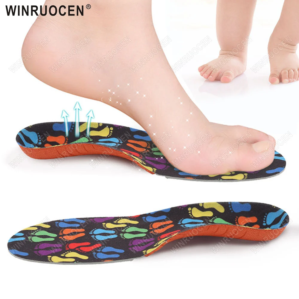 

WINRUOCEN 1/2 Pairs Children’s Flat Foot Insoles Cuttable Full Pad Arch Support Anti Skid Shock Absorption for Sports Leisure