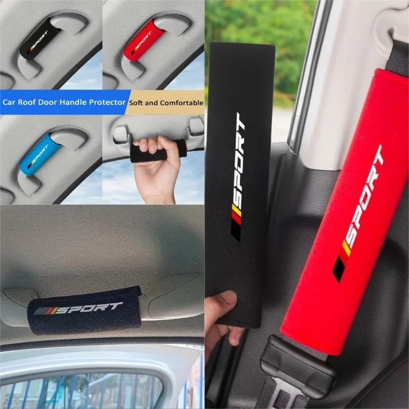 6-Piece Set of Car Interior Accessories, Including 4 Roof Armrest Covers and 2 Seat Belt Shoulder Protectors, Ergonomically Designed, Non-Slip and Soft Car Seat Covers, Anti-Pinch and Comfortable, Suitable for All Models—Trucks, Suvs—Easy to Install, Upgrade Your Interior