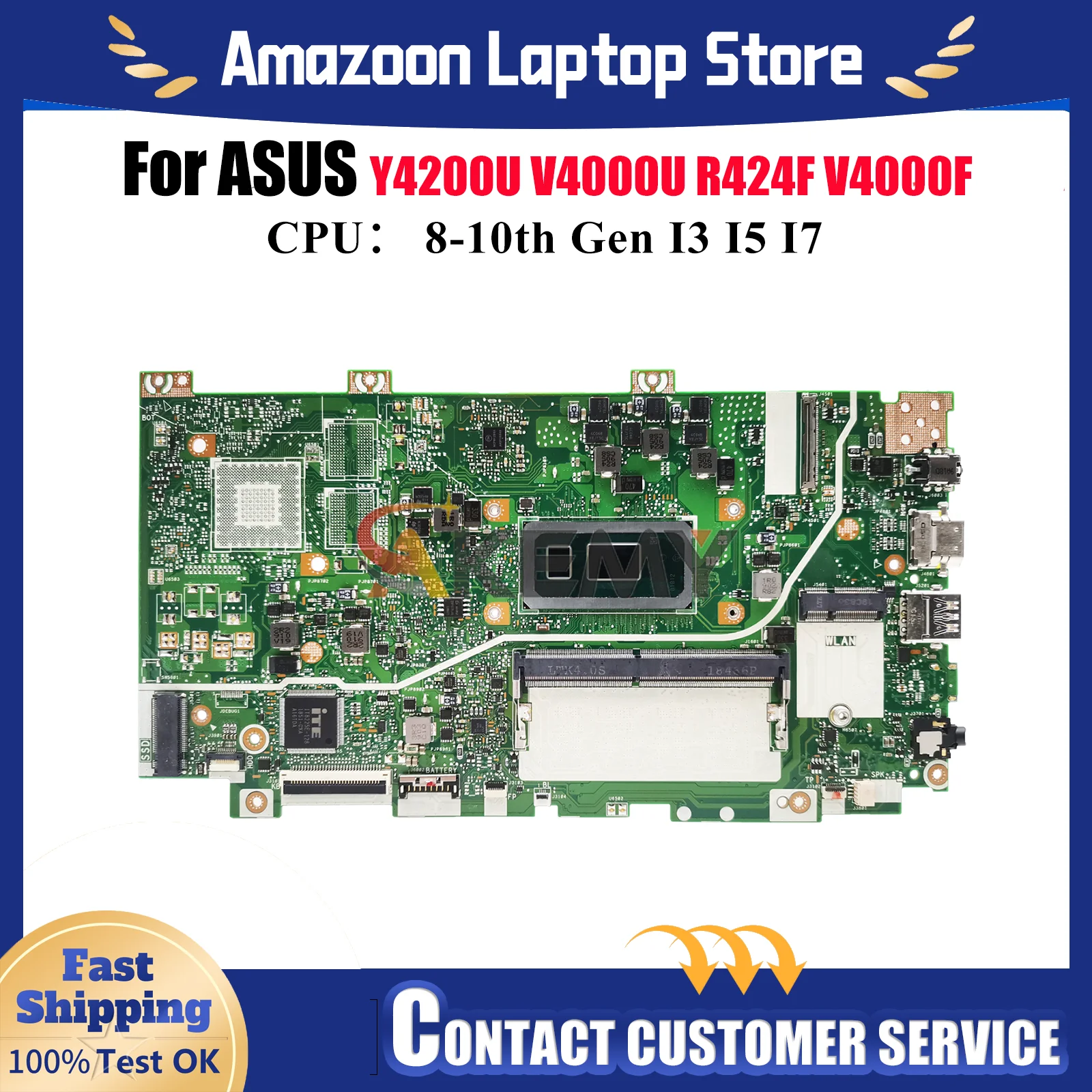 

X412FA Laptop Motherboard For ASUS X412FLG X412F X412FAC Y4200U X412FL V4000U V4000F X412FJC R424F Mainboard With I3 I5 I7 CPU