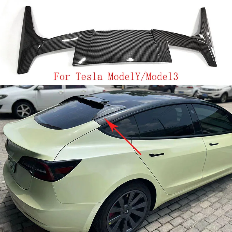 For Tesla Model Y Tesla Model 3 Highland Rear Spoiler Wing Trunk Lid Car Sport Wings Black Carbon Exterior Tuning Accessories