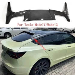 Dla Tesla Model Y Tesla Model 3 góralski tylne skrzydło spojlera pokrywa bagażnika samochód sportowy skrzydła czarne karbonowe zewnętrzne akcesoria tuningowe