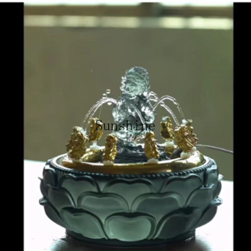 

Glazed God of Wealth Buddha Statue Lucky Circulating Water Ornament Cornucopia Simple and Modern