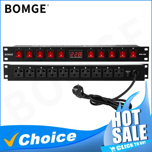 BOMGE acondicionador de energía 10 interruptor independiente estante de alimentación Audio acondicionador de energía con lectura de voltaje con Protector contra sobretensiones USB