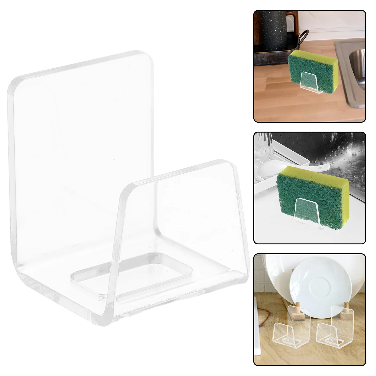 

2Pcs Kitchen Sponge Holder Acrylic Multipurpose Sink Rack for Dishcloth Storage Sponge Tray Organizer Kitchen Things