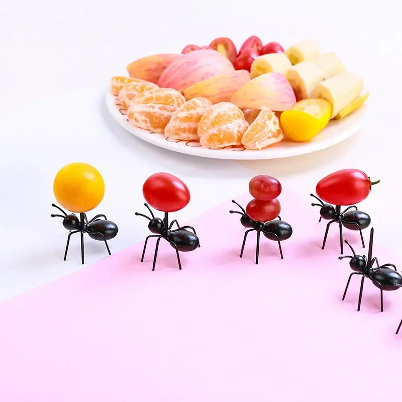 12pcs/set Ant Shape Forks Snack Cake Dessert Tableware Ants Toothpick Food Fruit Picks Decoration Kitchen Dinner Fruit Pick