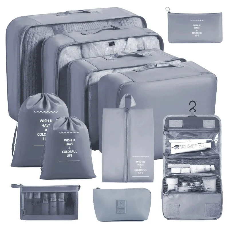 7/8/9/10 Stuks Set Reisorganisator Opbergzakken Koffer Verpakking Cubes Set Koffers Draagbare Bagage Kleding Schoen netjes Pouch Opvouwbaar