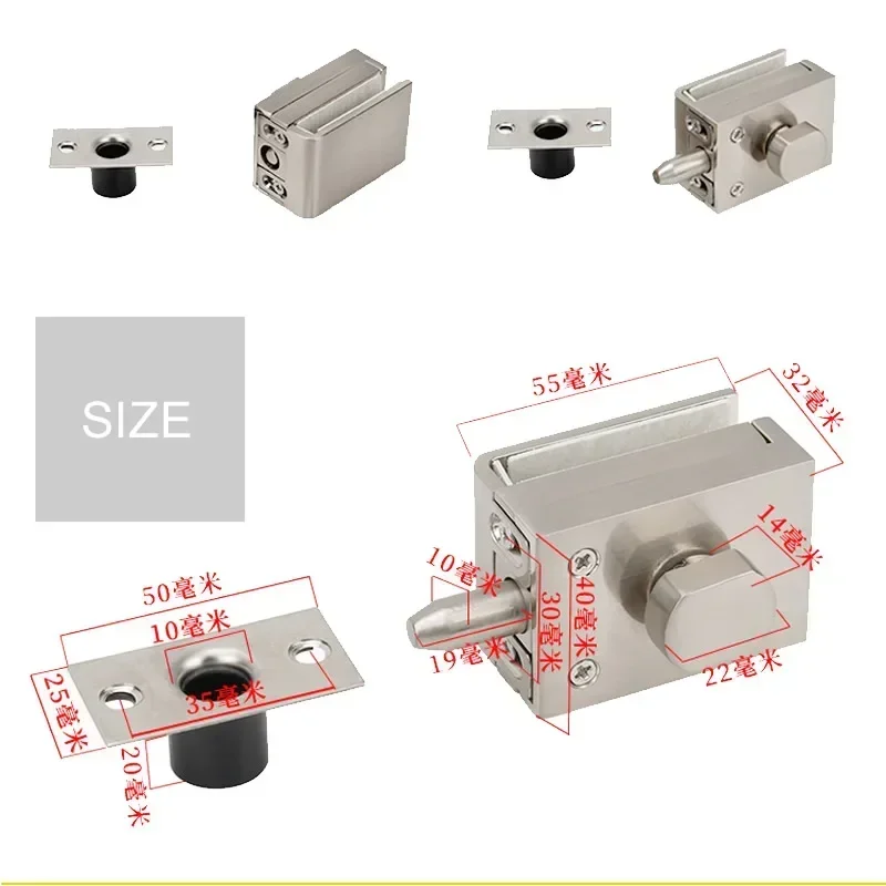 High quality,Glass Door Latches Lock/bolt,8-12mm glass,no drilling,for Bathroom Double/single glass door, Frameless glass door