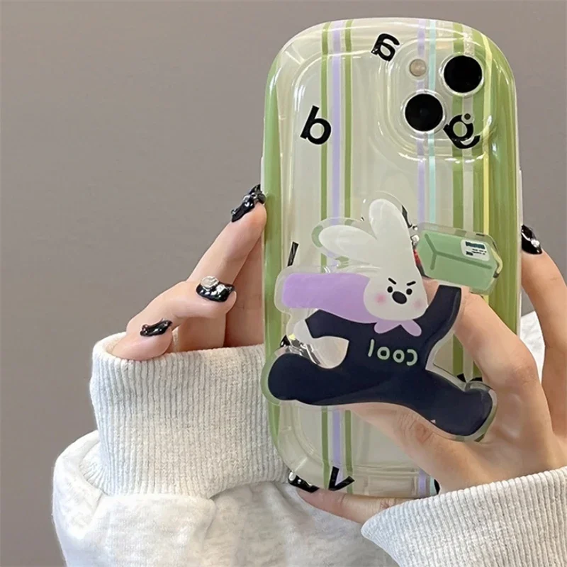 Cute Cartoon Rabbit Finger Ring Holder Korea Griptok Phone Socket for Samsung IPhone Phone Grip Tok Mobile Phone Holder Stand