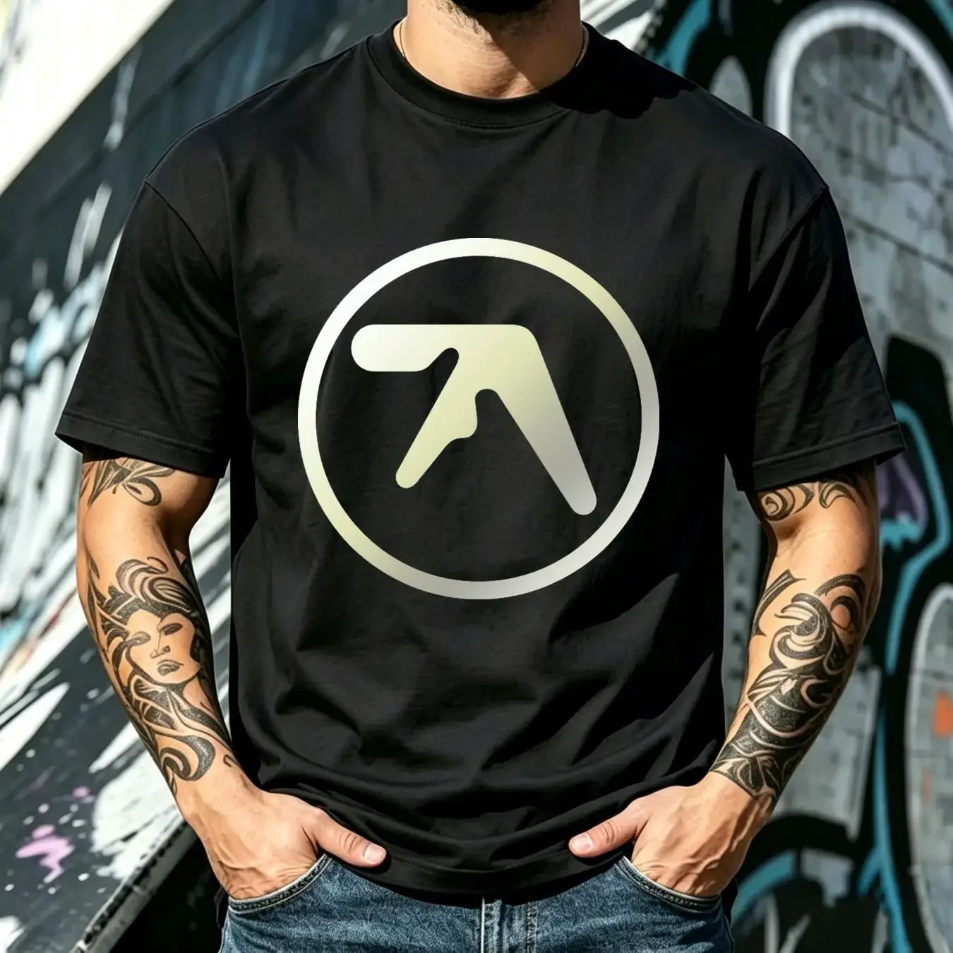 washed T Shirt NWT Aphex Twin MEN BLACK SIZE L XL vintage Washed Comfortable Stretched Top For Everyday Wear Soft