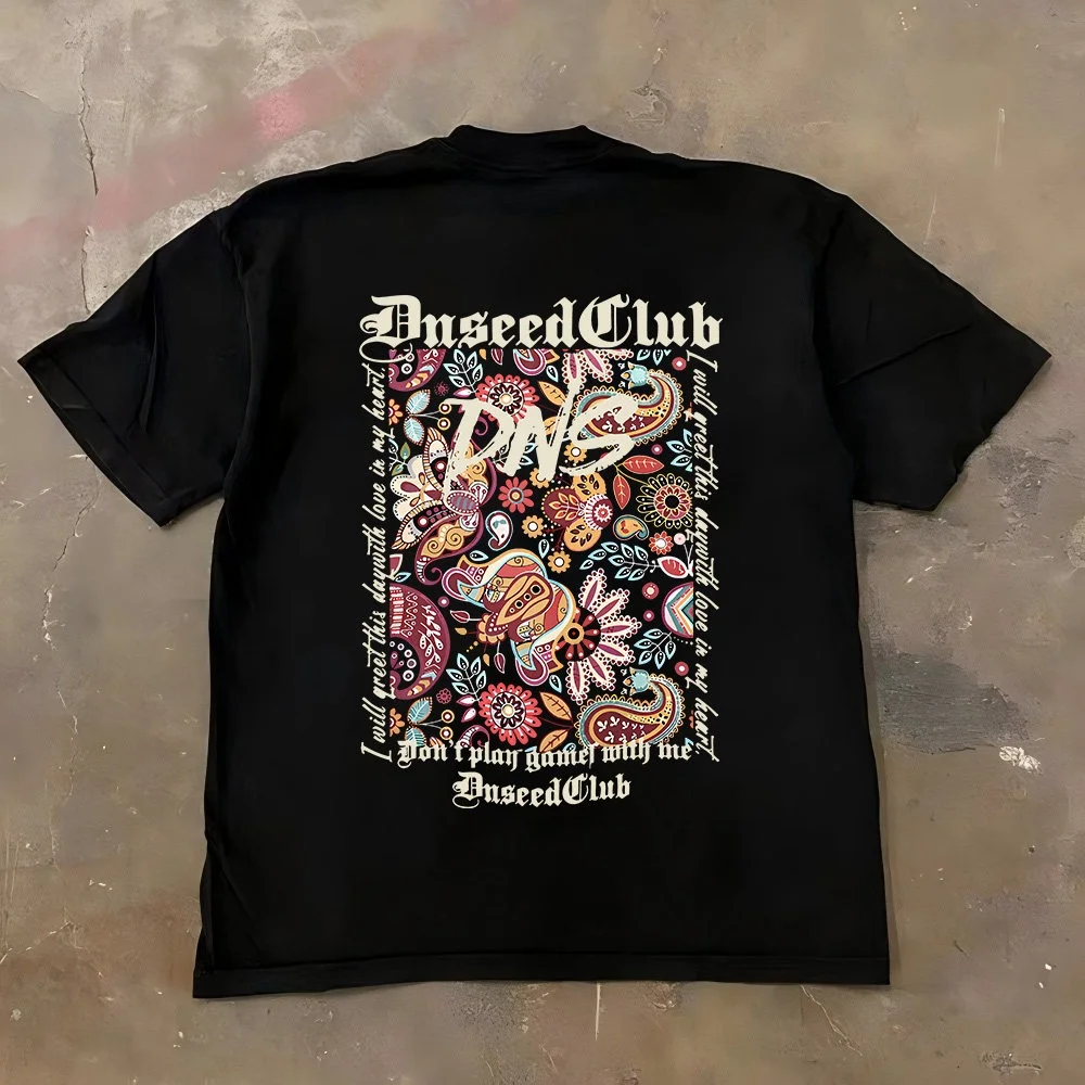 Pure Cotton Short Sleeve T-Shirt Double Thread Loose Fit Male Female Couples Retro American Style Heavyweight Summer Breathable