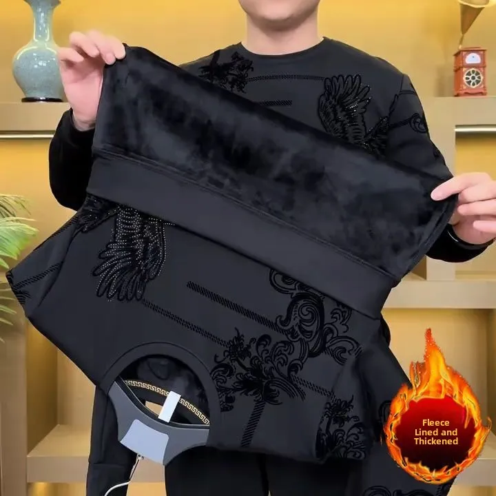 

New 2025 Men's Fce Sweatirt Loose round Ne Long Sve Casual All-Match Color Autumn Winter Faion Streetwear