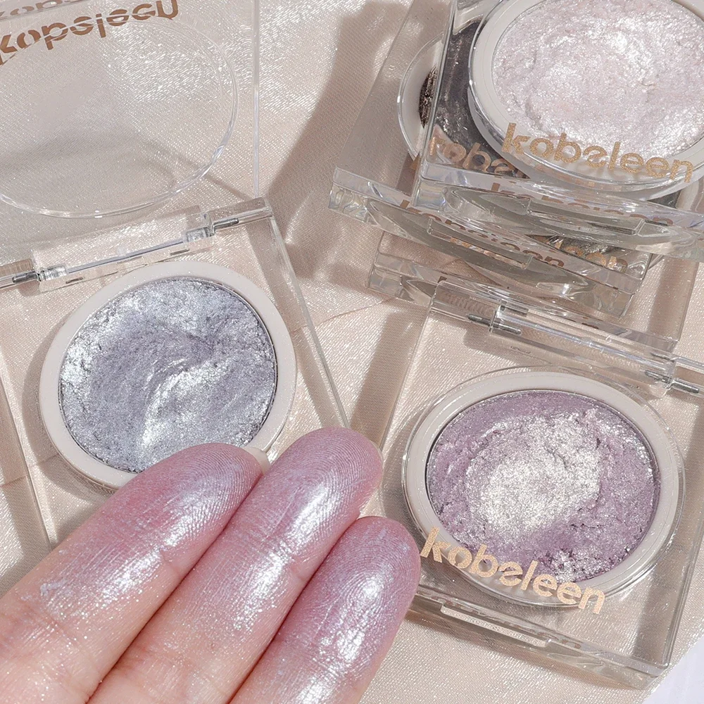 Paleta de sombras com glitter à prova d'água, textura de purê de batata, iluminador brilhante duradouro, iluminador cosmético