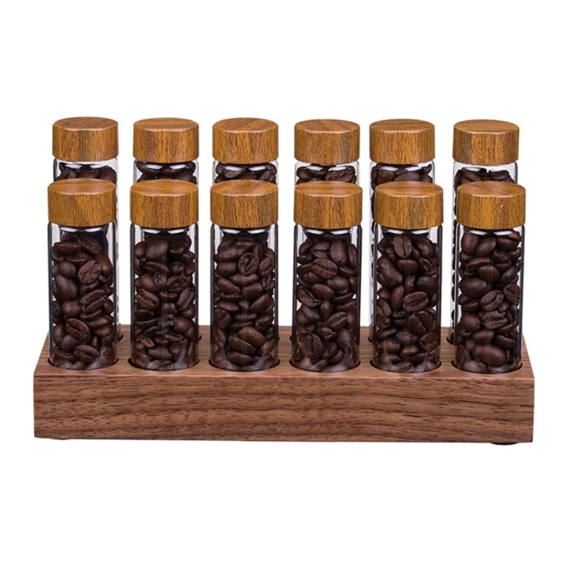 Elegant Coffee Bean Display Stand Practical 12 Variety Coffee Bean Showcases Long/Short Tube for Every Coffee Lover