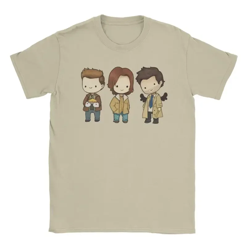 Y2K Men'S Sam Dean Castiel Supernatural Chibi T TV Shows 100% Cotton Clothes Round Neck Tee New Arrival T-Shirt