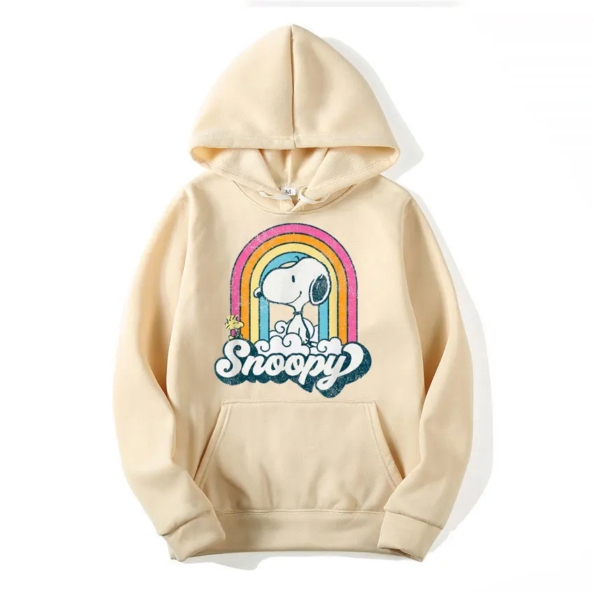 Snoopy Woodstock Retro Rainbow Cloud Men Hoodie Cartoon Fashion Women Oversized Sweatshirt Tops Spring Autumn Couple Pullover