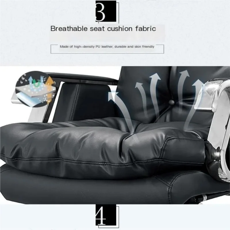 كرسي دوار للمكتب مصنوع من الجلد، كرسي كمبيوتر من جلد البقر الأصلي والبولي يوريثان للاستخدام المنزلي والمكتبي #6