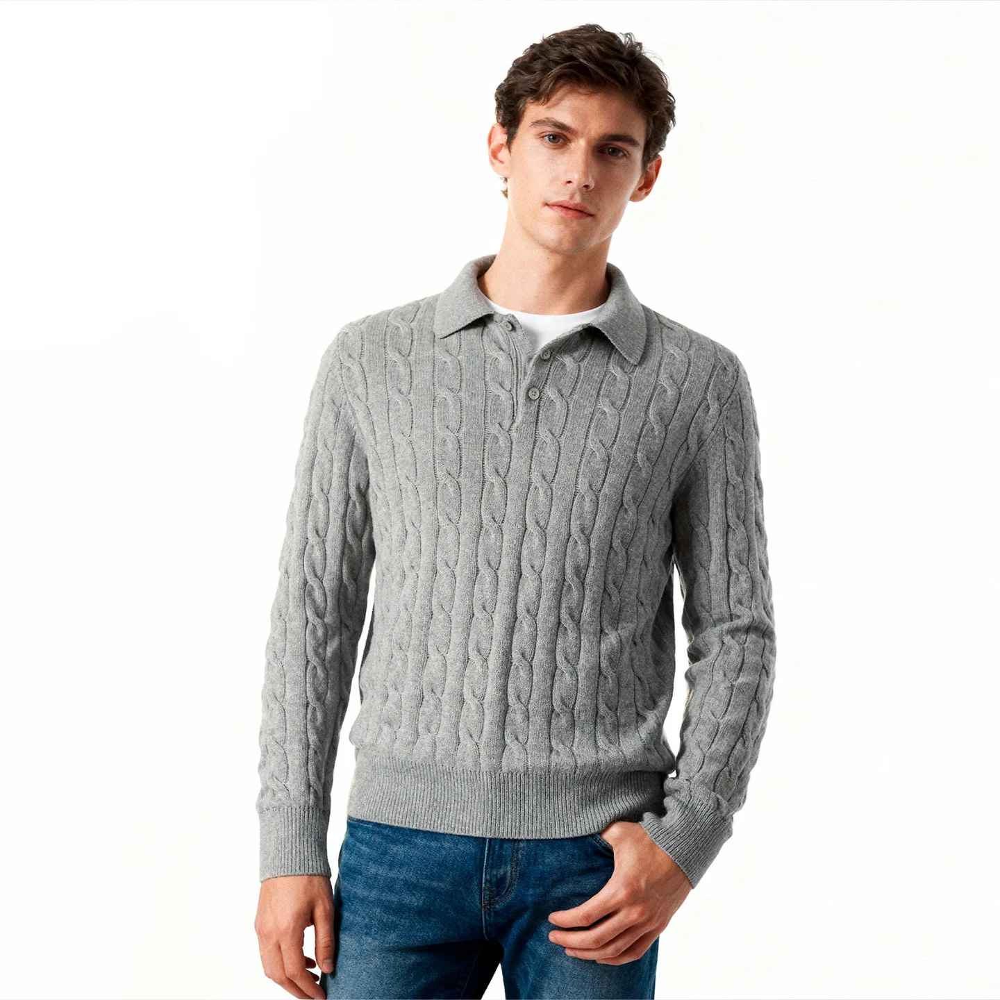 

Весенне-осенний вязаный свитер из чистого хлопка с воротником GD, повседневный, с длинным рукавом, для мужчин и женщин, для бизнеса и отдыха