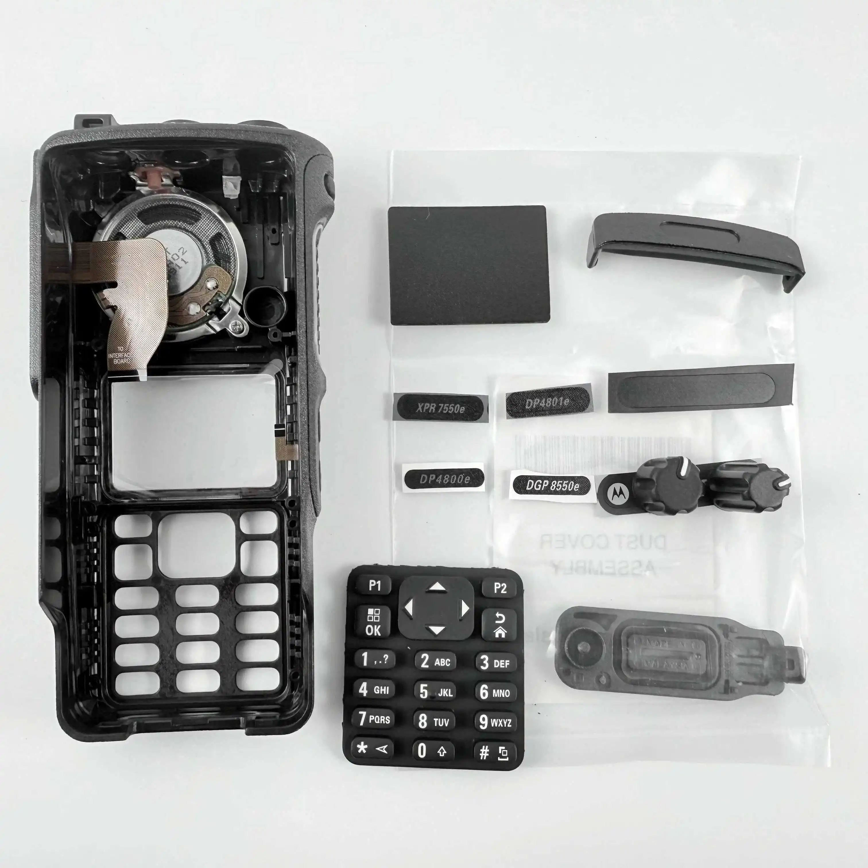 

Walkie Talkie Replacement Repair Kit Case Housing Cover With Speaker+Mic For Motorola XPR7550e DGP8550E DP4800E DP4801E Radio