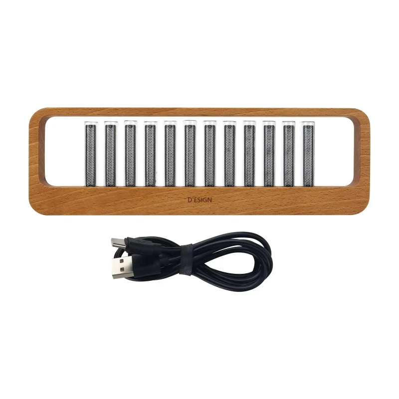 Design 12-Bit RGB Music Spectrum Display Pseudo LED Rhythm Light Punk Audio Gift with Beech Case