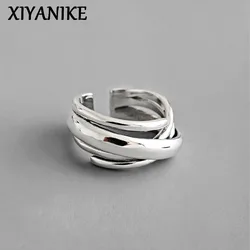 XIYANIKE Silver Color  Vintage Engagement Ring Irregularly Geometric Winding Jewelry For Women Couple Size 17mm Adjustable