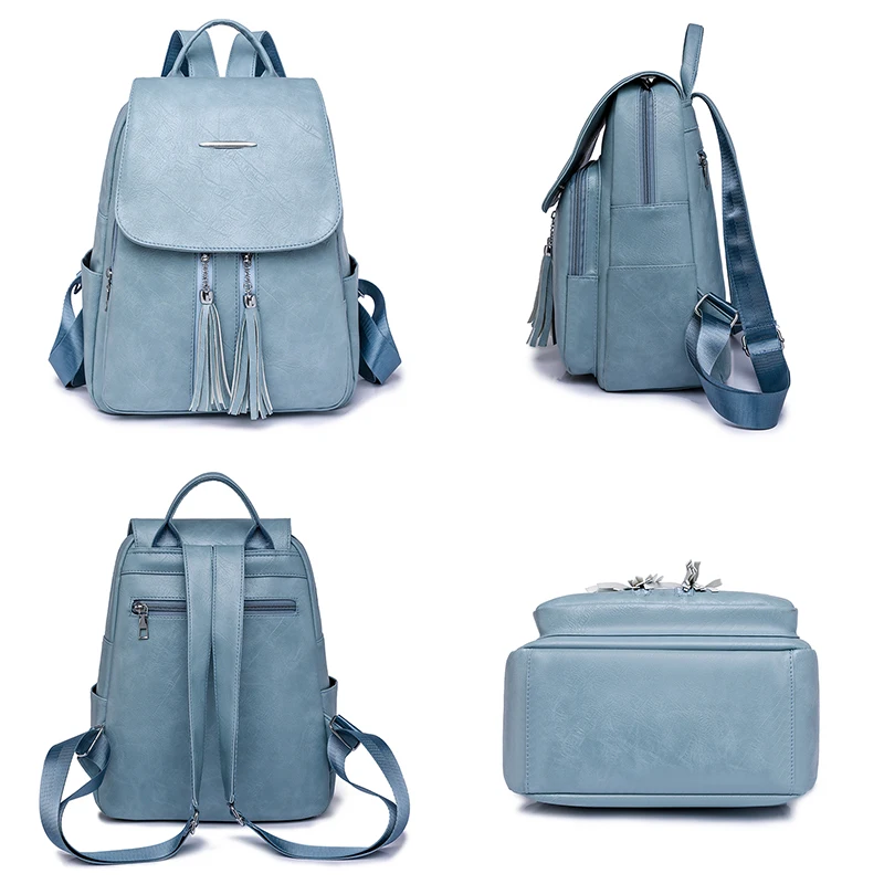 4 Color Optional Bags Girl Travel Kapsack Fashionable Solid Color PU Leather Backpacks Luxury Women\'s Designer Brand Mochilas