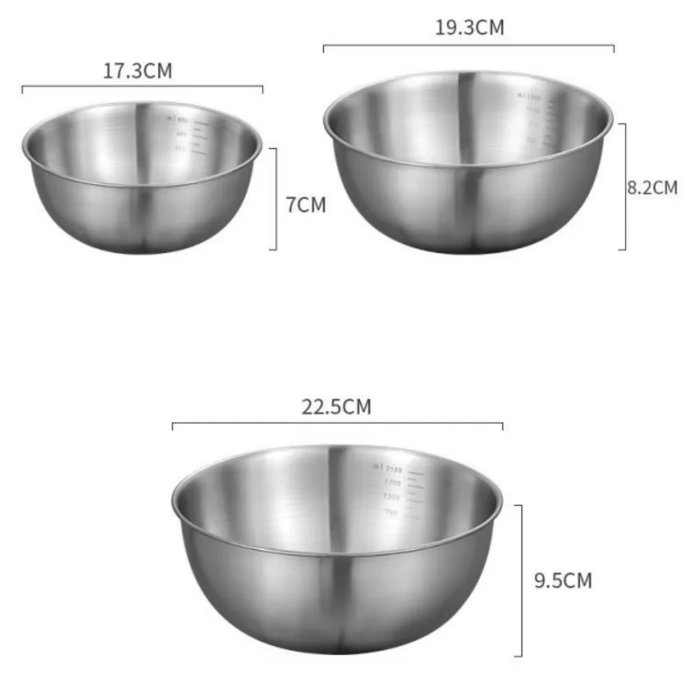 1-3 Stainless Steel Bowl Set with Scale for Cooking Baking Food Storage Large Capacity Mixing Bowls for Home Kitchen Essentials gallery 5