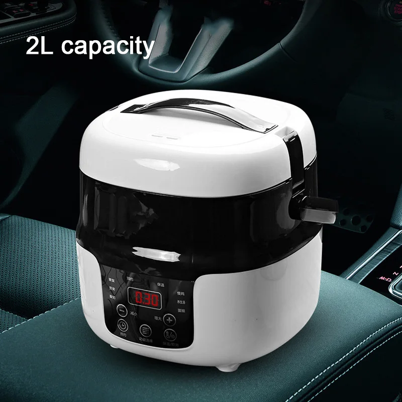 Olla arrocera portátil de doble uso para coche y hogar, 12V, 24V, 220V, Multicooker, máquina de cocina para gachas, camión, Calentador de vapor de