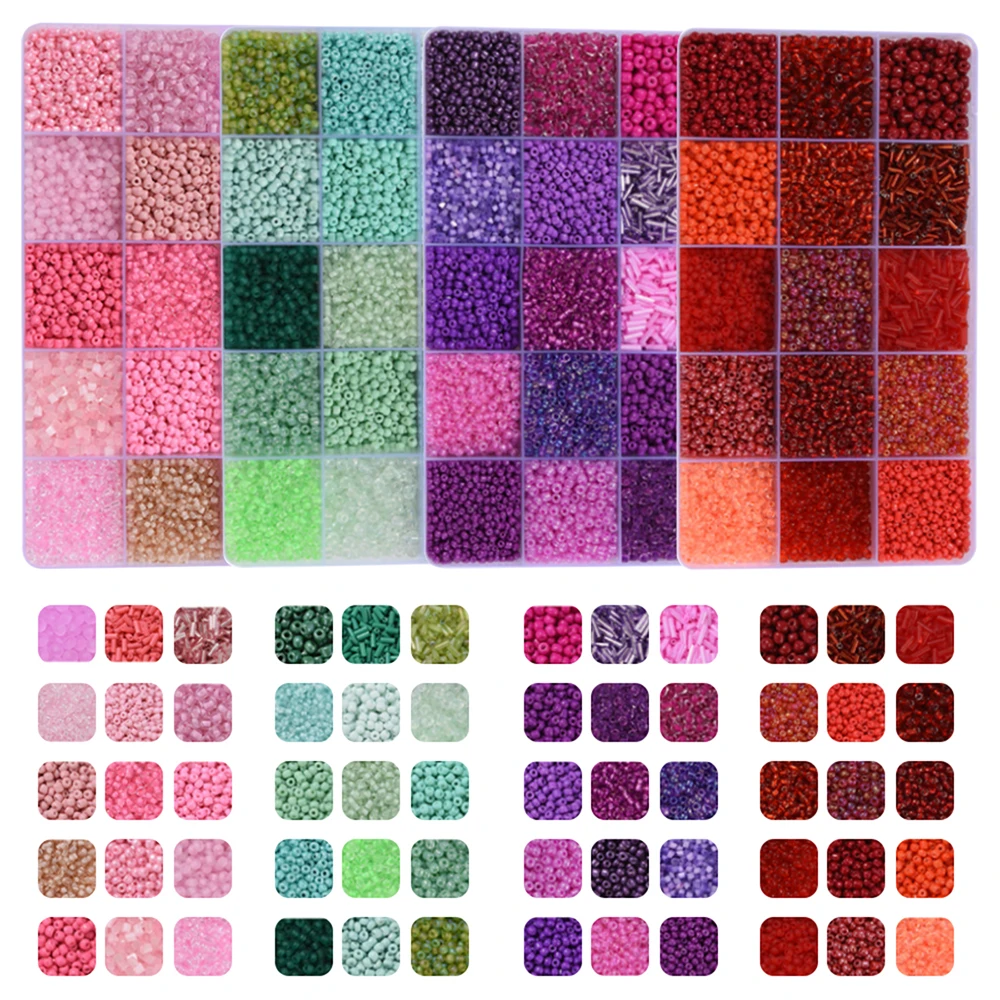 

15Grids Glass Seed Beads Colorful Small Craft Tube Beads for DIY Bracelet Necklaces Crafting Jewelry Making Kit Supplies
