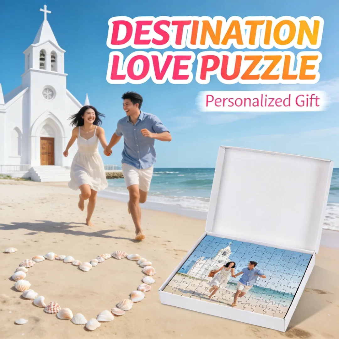 35/300/500/1000pcs Personalized Custom Photo Puzzle Couple Beach Tourism Creative Commemorative Gift Families Games