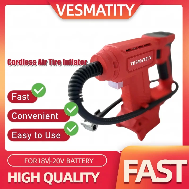 Electric Air Pump Cordless Car Tyre Inflator Portable Air Compressor  Fit Milwaukee  Battery for Cars Bicycles