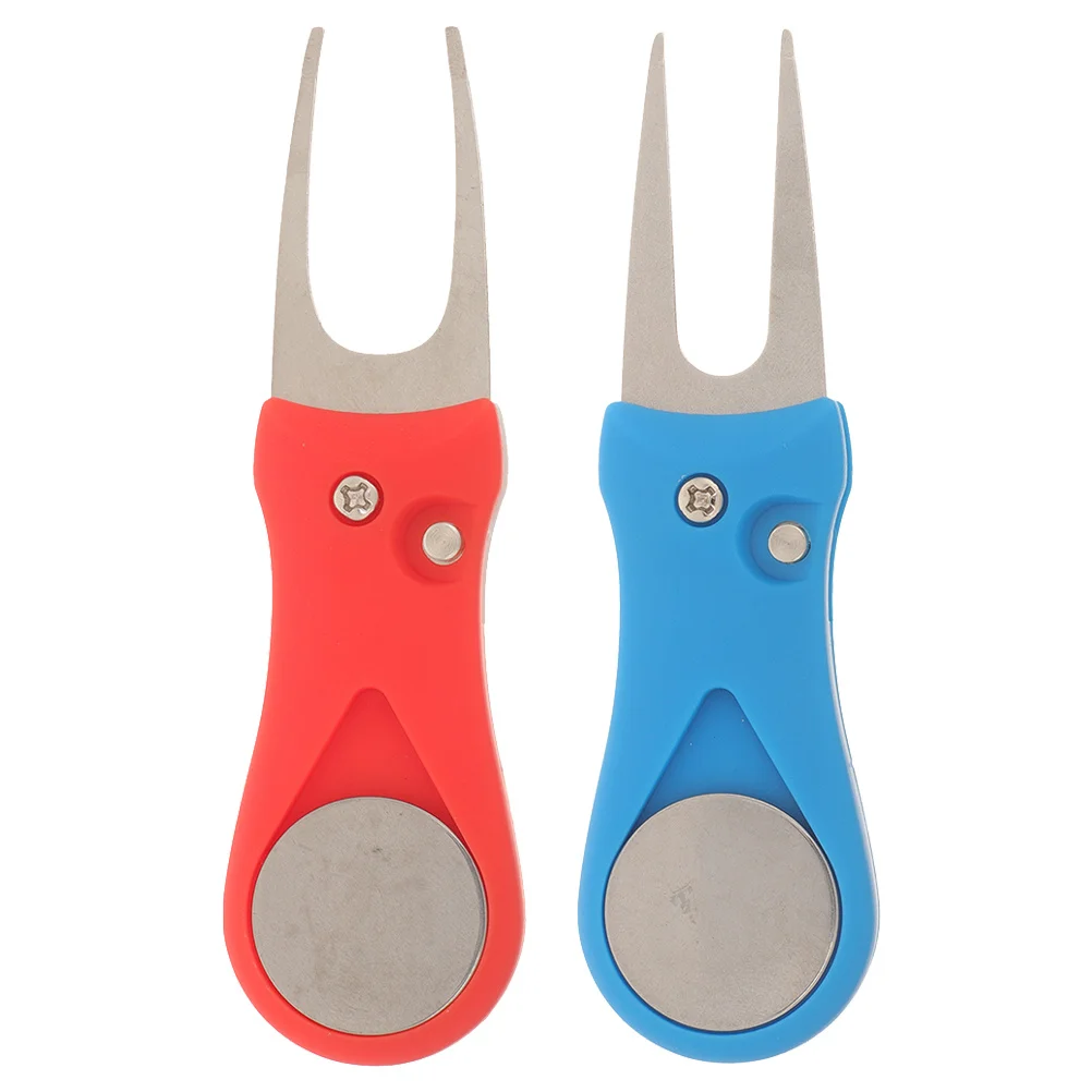 

2pcs Golf Divot Repair Tool Portable Stainless Steel Divot Fork For Golfing Professional Grass Repair Outdoor Golf Accessories