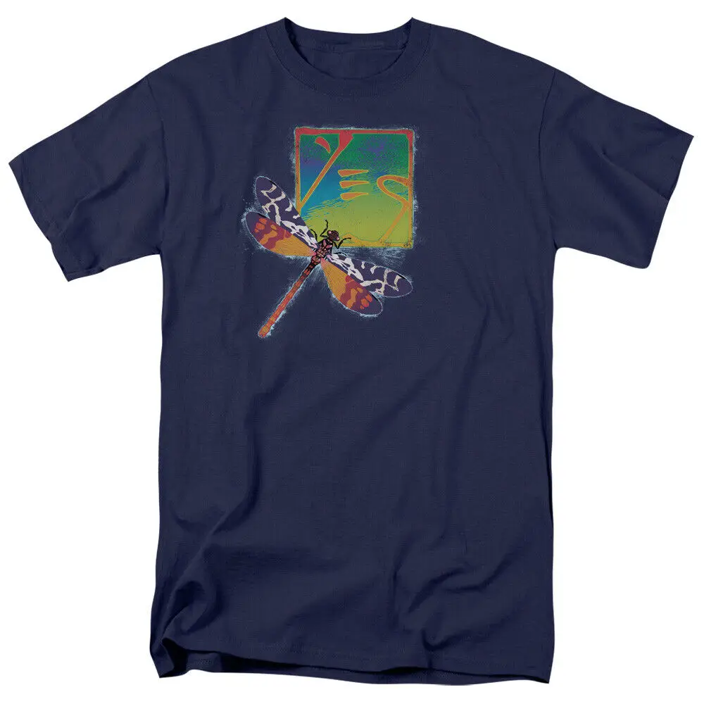 

Yes Dragonfly T Shirt Mens Licensed Rock Band Navy