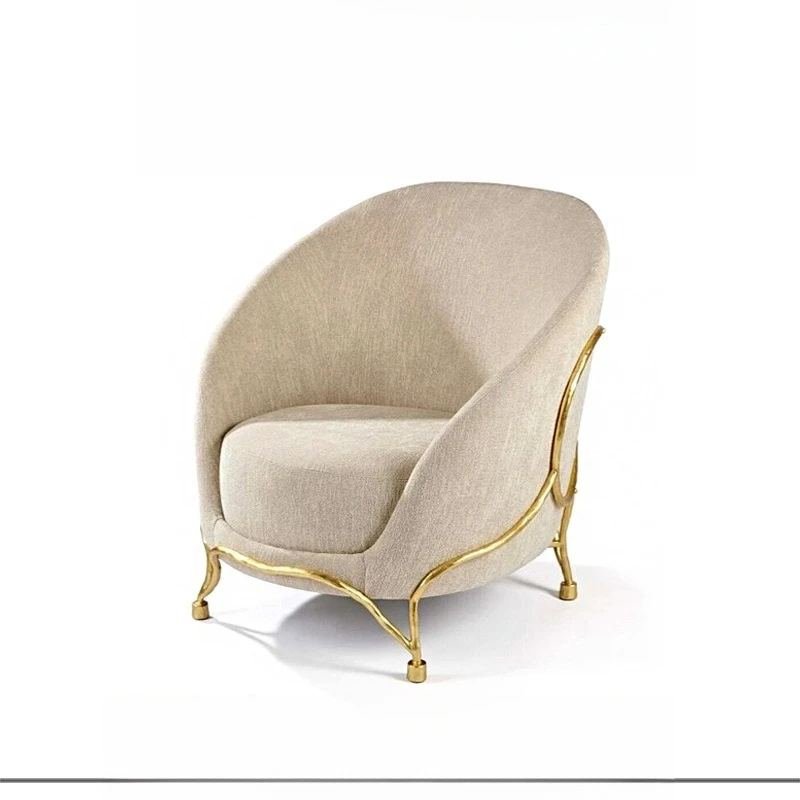 

Light luxury designer art metal sofa chair, villa luxury mansion creative high-end single armchair