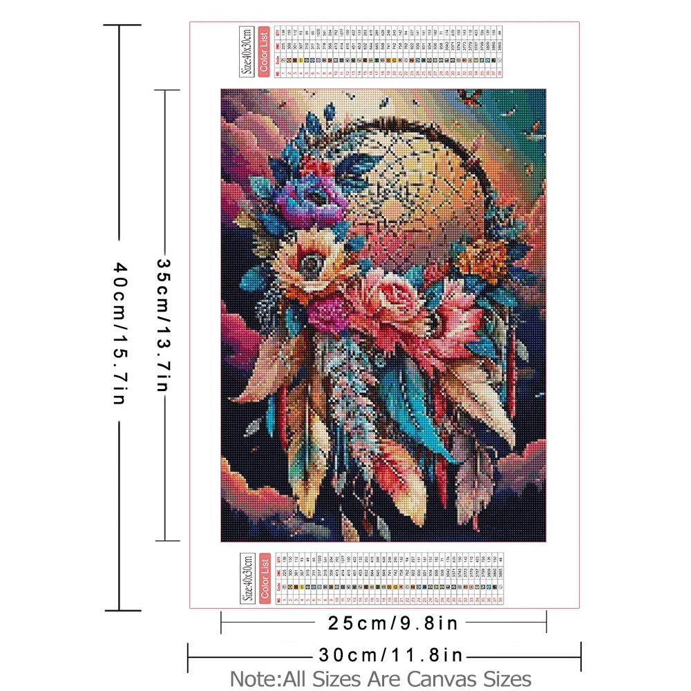 AZQSD Diamond Painting Dream Catcher Butterfly Landscape Embroidery Rose Flower Animal Art Gift Needlework Full Kits 30x40cm