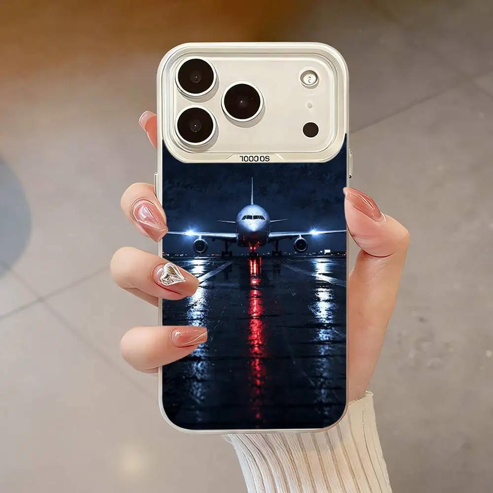 حافظة هاتف على شكل طائرة فنية للطيران لهواتف iPhone 17,16,13,12,X,11,15,14,Pro,Max,Plus,SE4,Air, Mini White IMD HD Matte