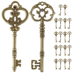 20pcs Large Skeleton Keys Antique Bronze Keys Rustic Key Pendant Vintage Key Charms Set for Wedding Favor Wrapping Decoration