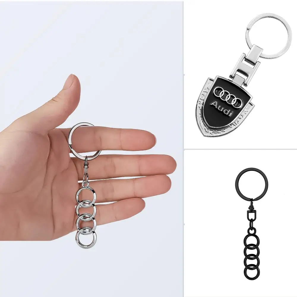 Metal Alloy/Leather Car Keychain For Audi Sline TT A1 A2 A3 A4 A5 A6 A7 A8 8P B6 B7 Q3 Q5 Q7 1.8T Key Chain Rings Accessories