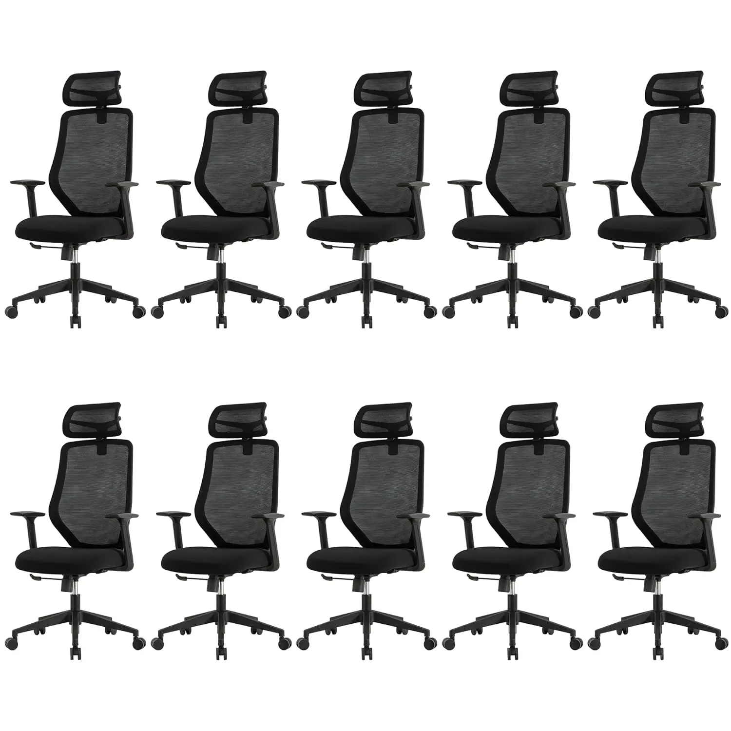 

Ergonomic High Back Mesh Office Chair Set 10 S-Shape Support Swivel 2D Headrest Home Conference Room Customized