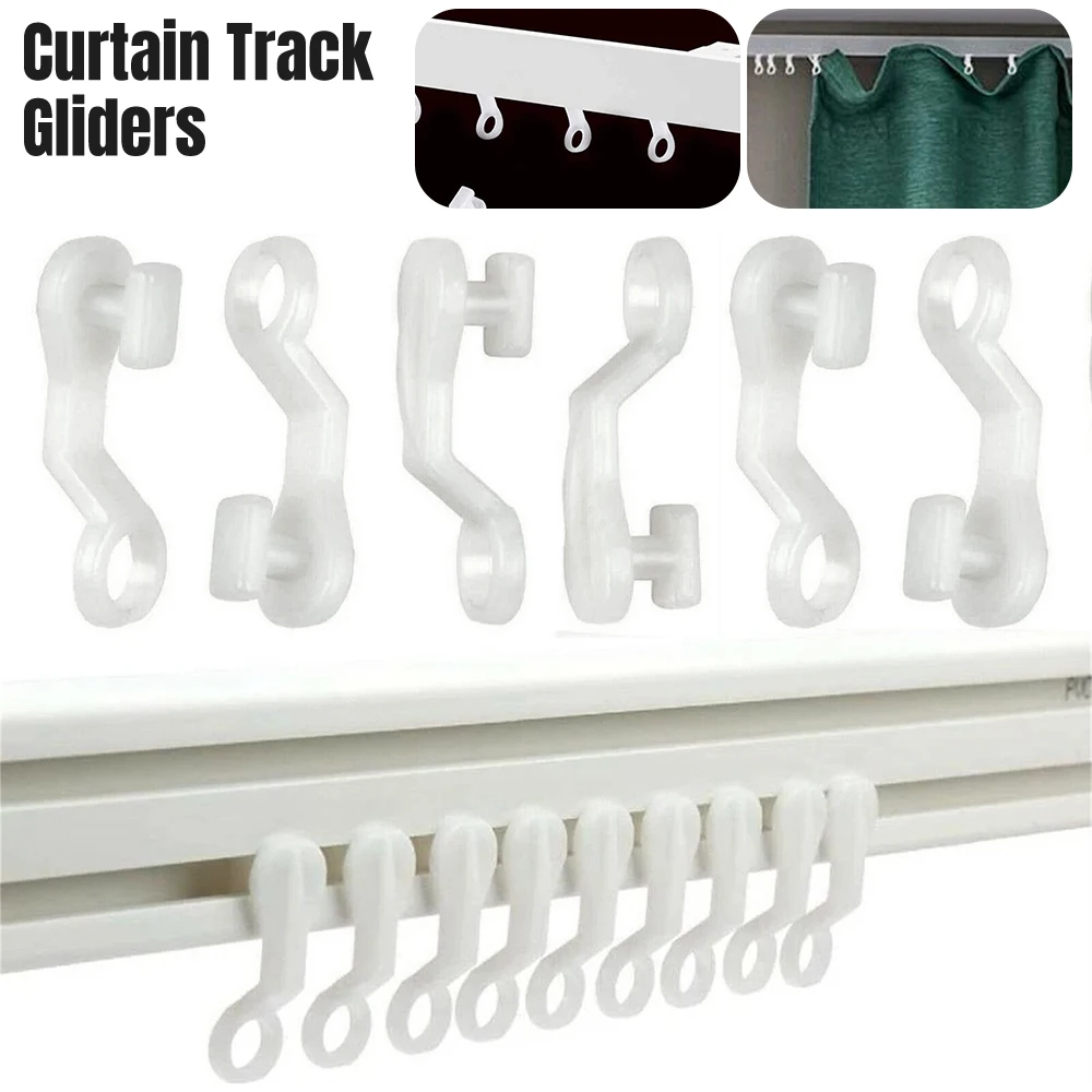 50PCS Strong White Curtain Track Glide Runner Glider Hook For Swish Railing