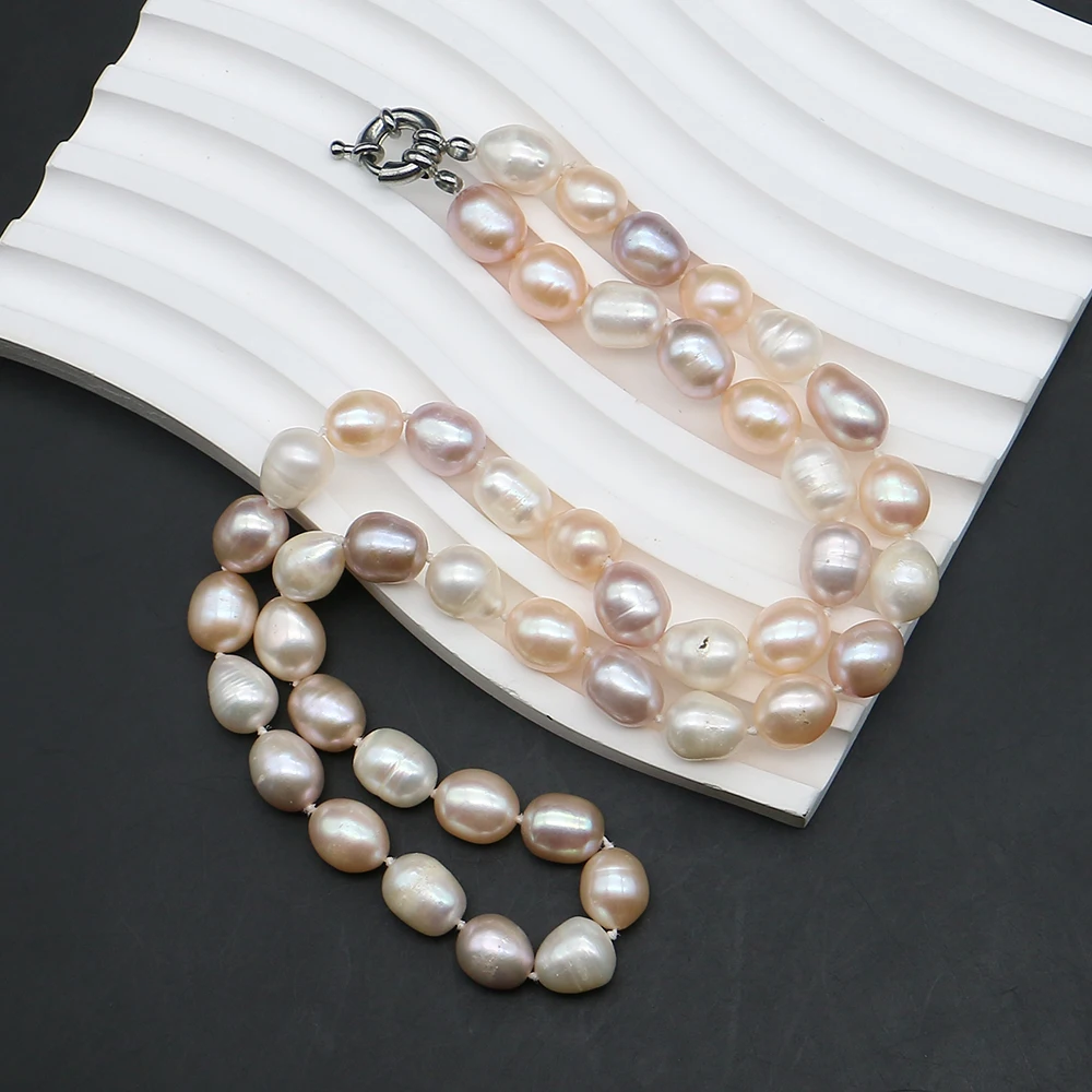 9-10mm Natural Freshwater Irregular Baroque Rice-shaped Pearl Necklace and Bracelet Jewelry Decoration Gift for Elders Mother