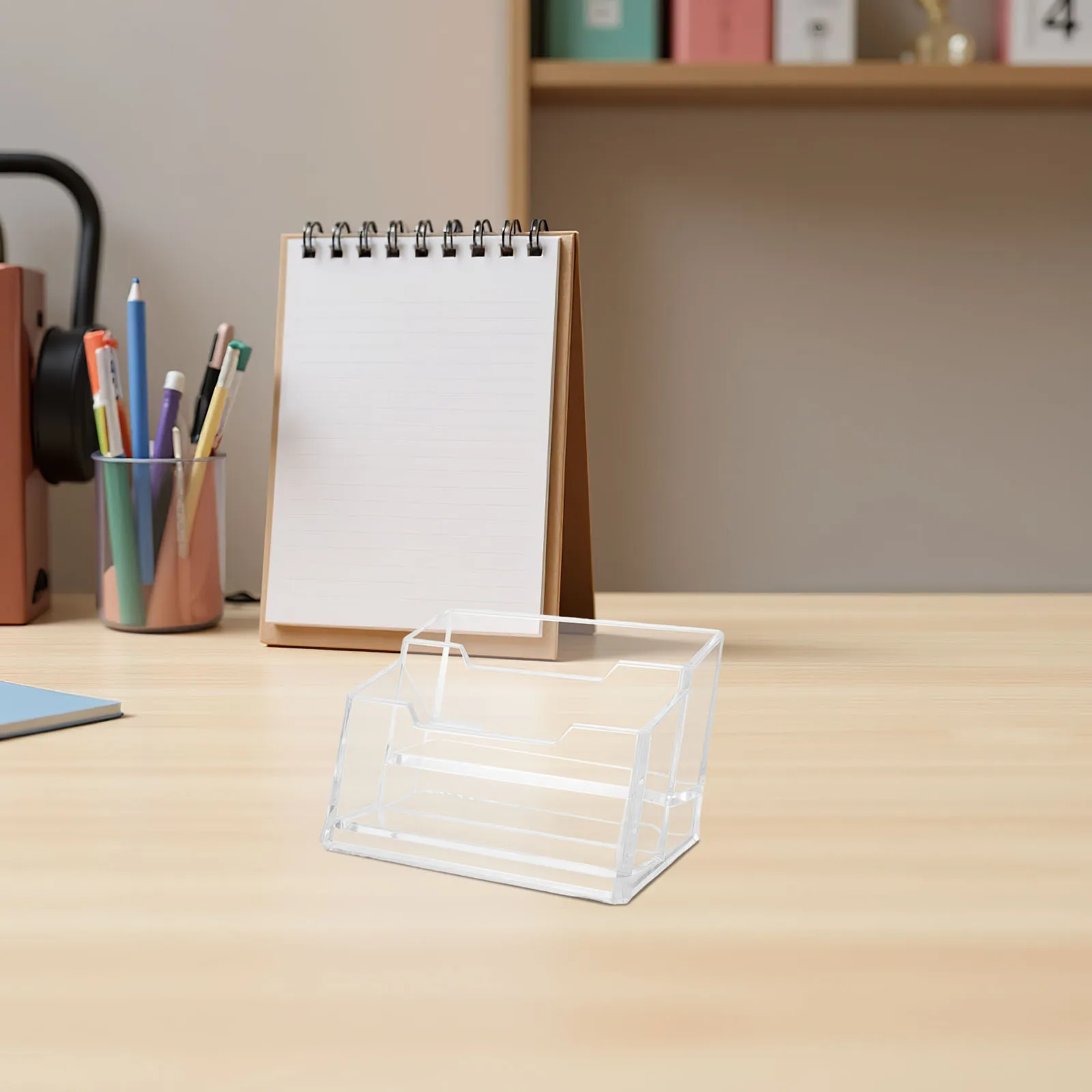 

4pcs Business Card Holder For Desk: Clear Acrylic Business Card Display Stand - Clear Desktop Organizer Box For Office Reception