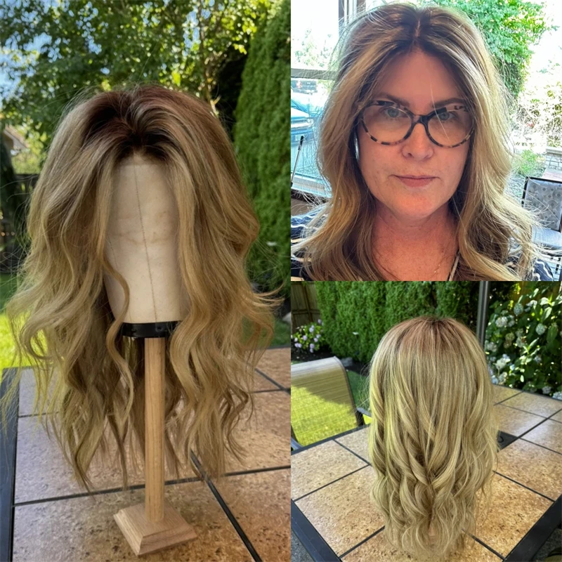 Real Glueless Wigs Ombre Ash Blonde Balayage Natural Beach Vibe Luxury Synthetic Lace Front Wig with Baby Hair 180% Density Wigs