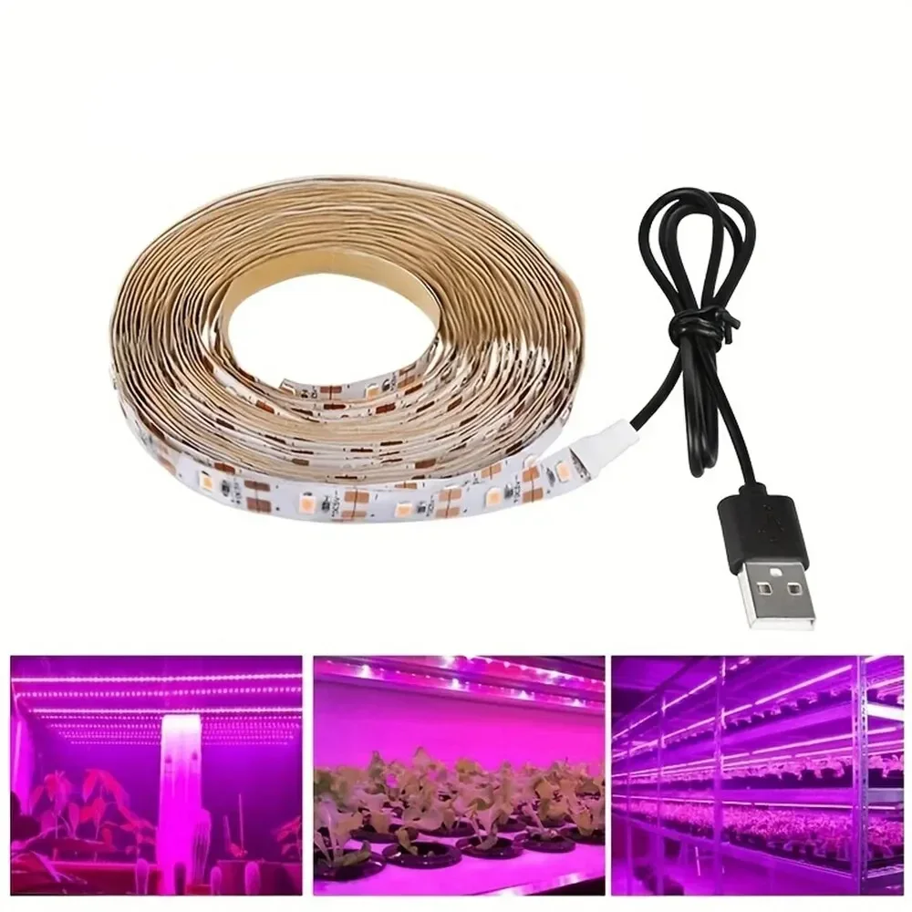 温室,植物,花,苗,テント,水耕栽培用のフルスペクトルLEDストリップライト,USB, 5v,1-5m