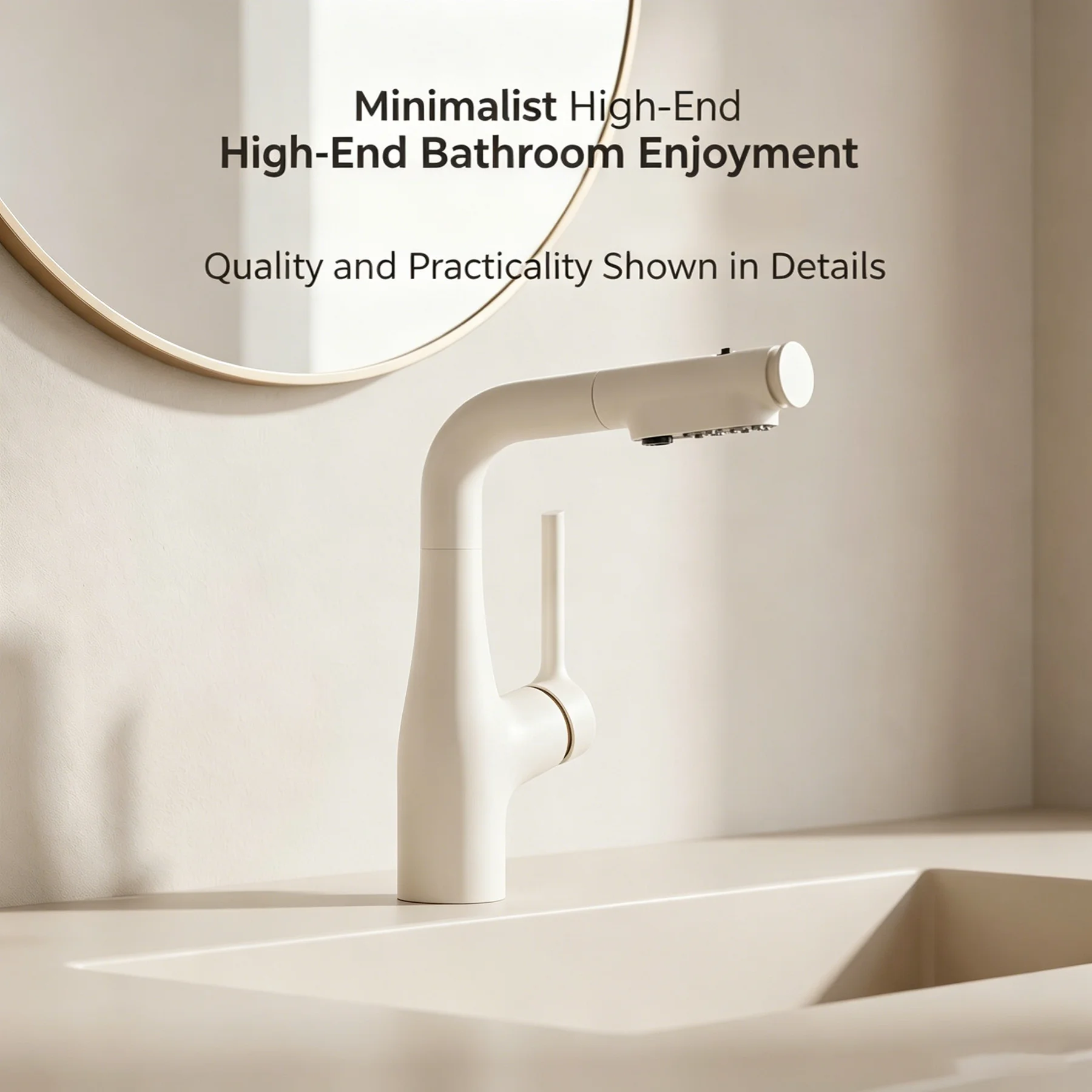 Adjustable Height Pull‑Out Bathroom Sink Faucet, 360° Rotatable Spout Splash‑Proof Hot Cold Water Vanity Basin Mixer Tap